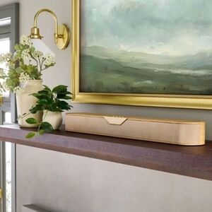 Hearth & Hand Natural Wood Color Sound Bar with Brass Trim